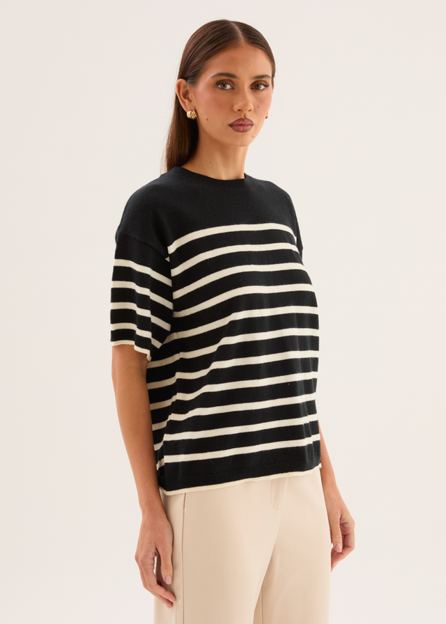 Shiloh Knit Top - Black Stripe