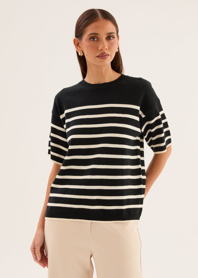 Shiloh Knit Top - Black Stripe