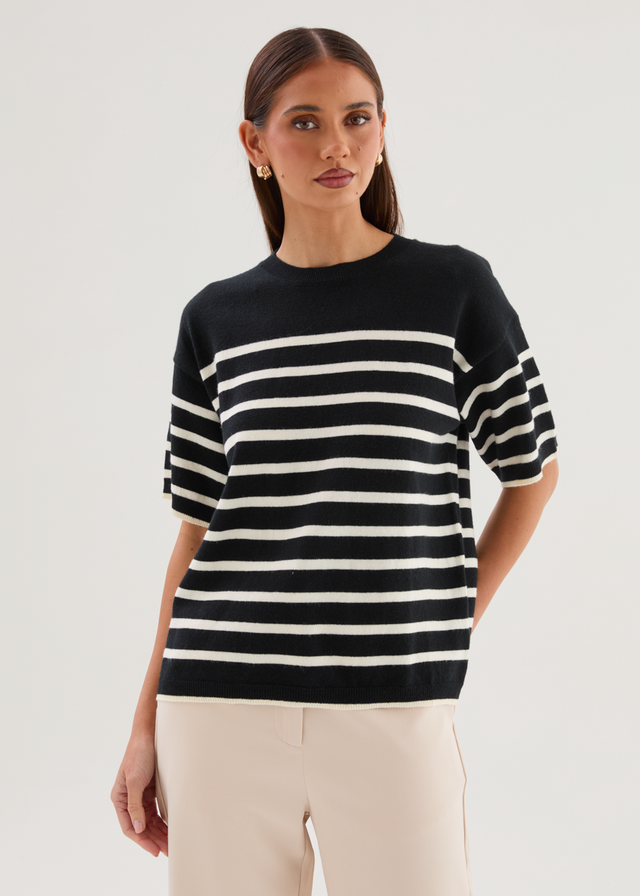 Shiloh Knit Top - Black Stripe
