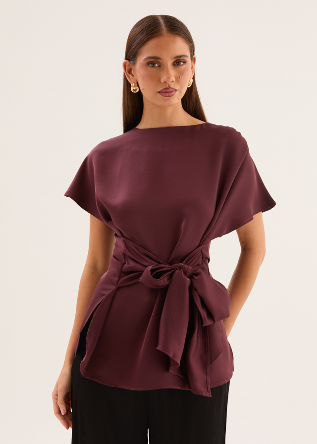 Wiluna Tie Top - Wine