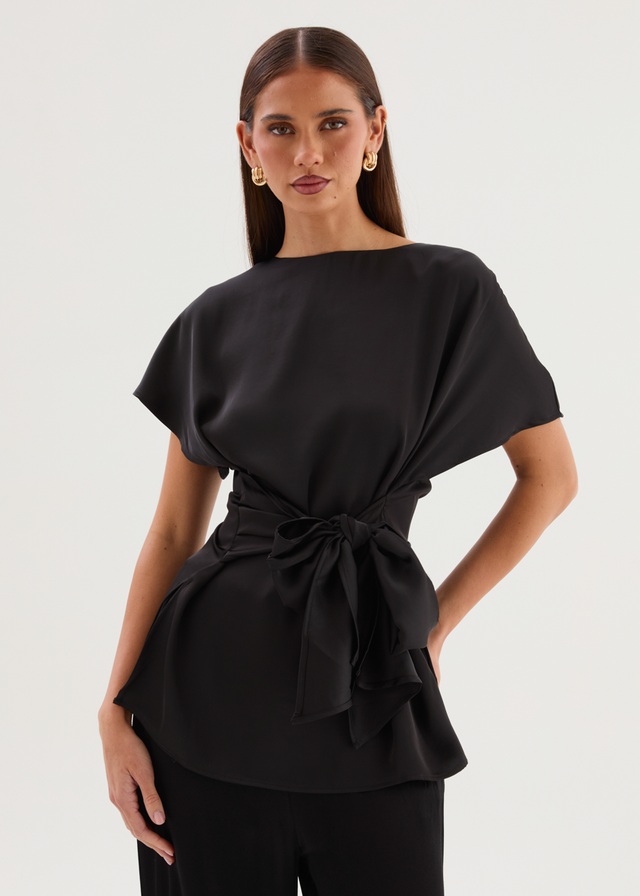 Wiluna Tie Top - Black