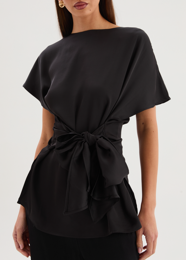 Wiluna Tie Top - Black