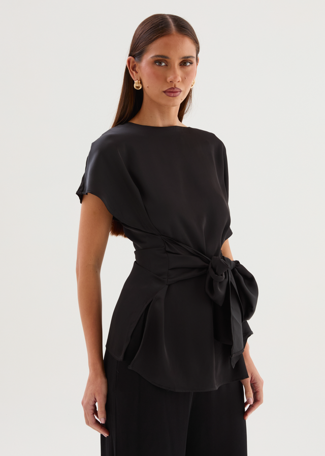 Wiluna Tie Top - Black