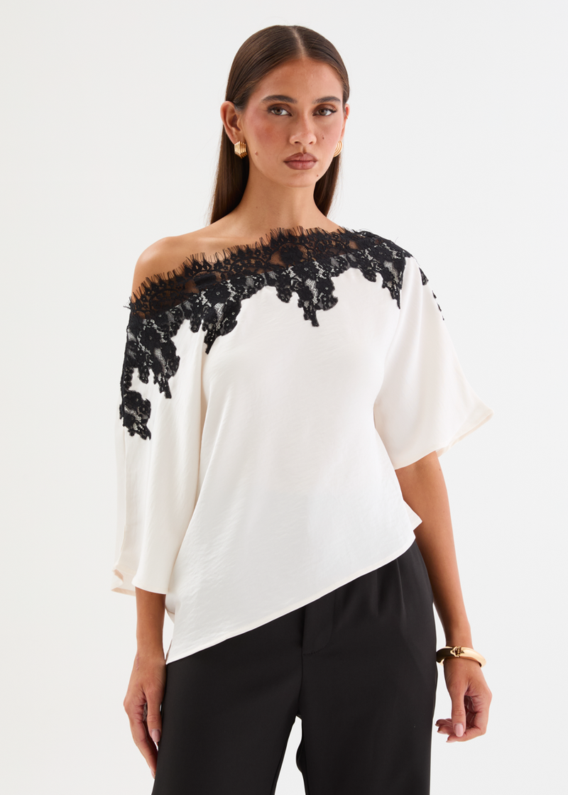 Kauri Drop Shoulder Lace Top - Creme – Gingham & Heels