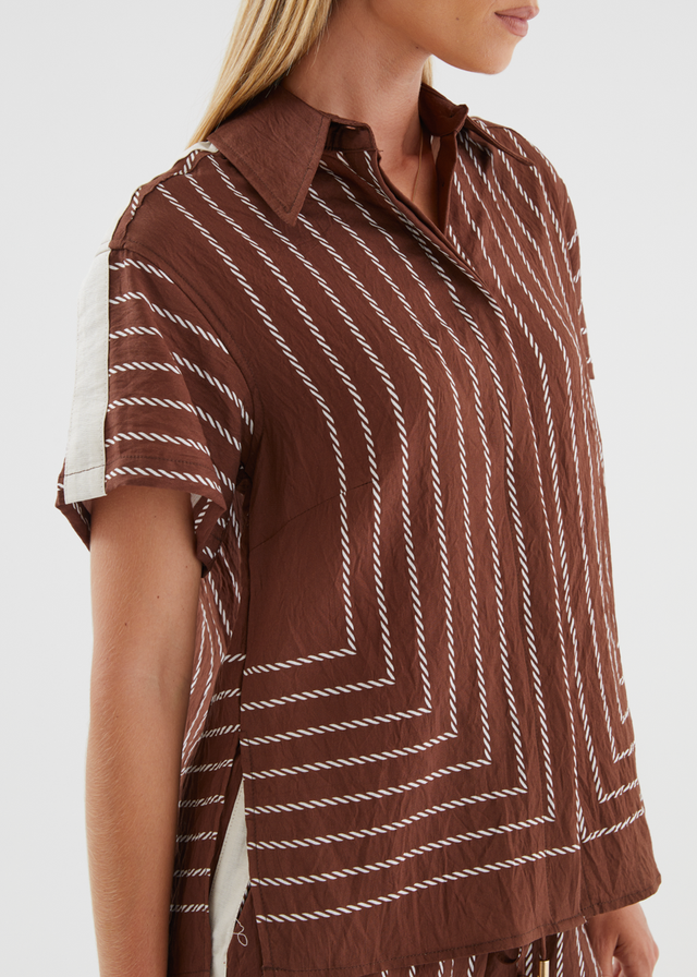 Kylen Shirt - Choc Rope Stripe