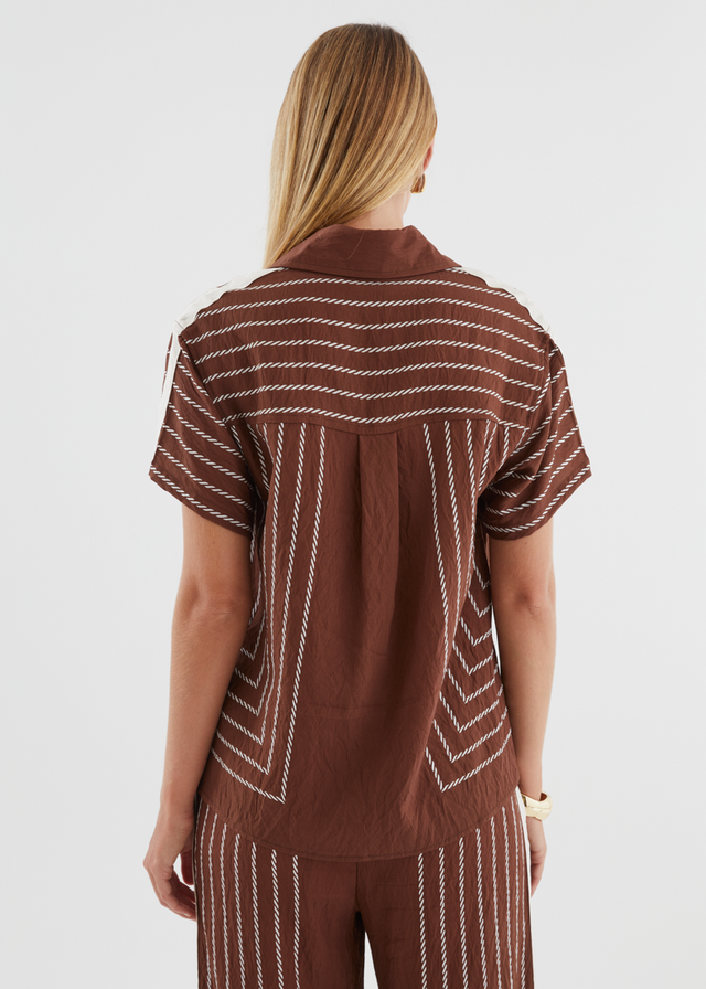 Kylen Shirt - Choc Rope Stripe
