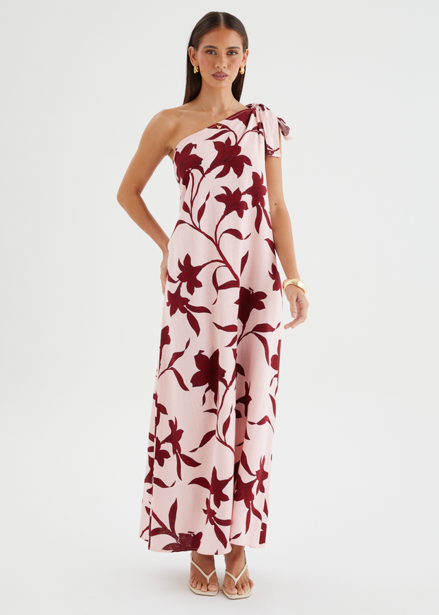 Safiya One Shoulder Maxi Dress - Chloe Pink