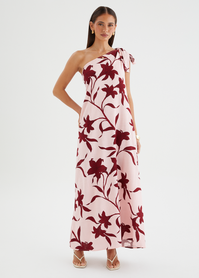 Safiya One Shoulder Maxi Dress - Chloe Pink