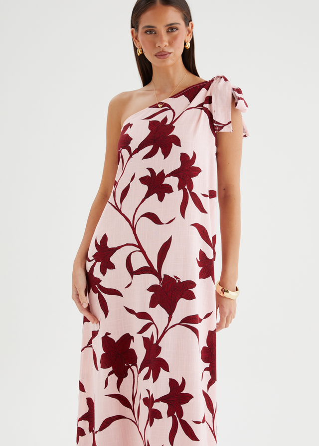Safiya One Shoulder Maxi Dress - Chloe Pink
