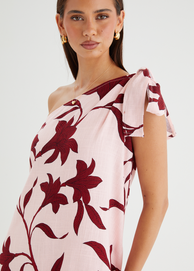 Safiya One Shoulder Maxi Dress - Chloe Pink