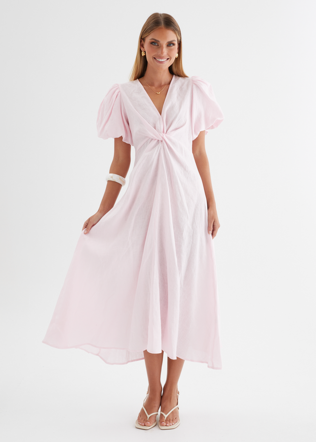 Yilkia Linen Midi Dress - Blush