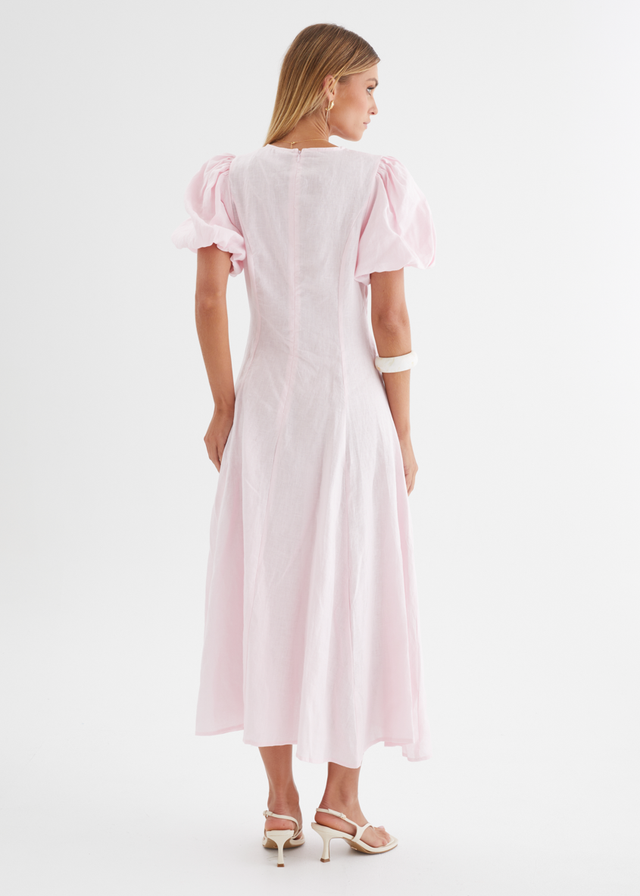Yilkia Linen Midi Dress - Blush