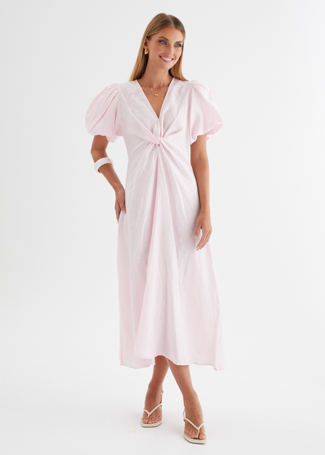 Yilkia Linen Midi Dress - Blush