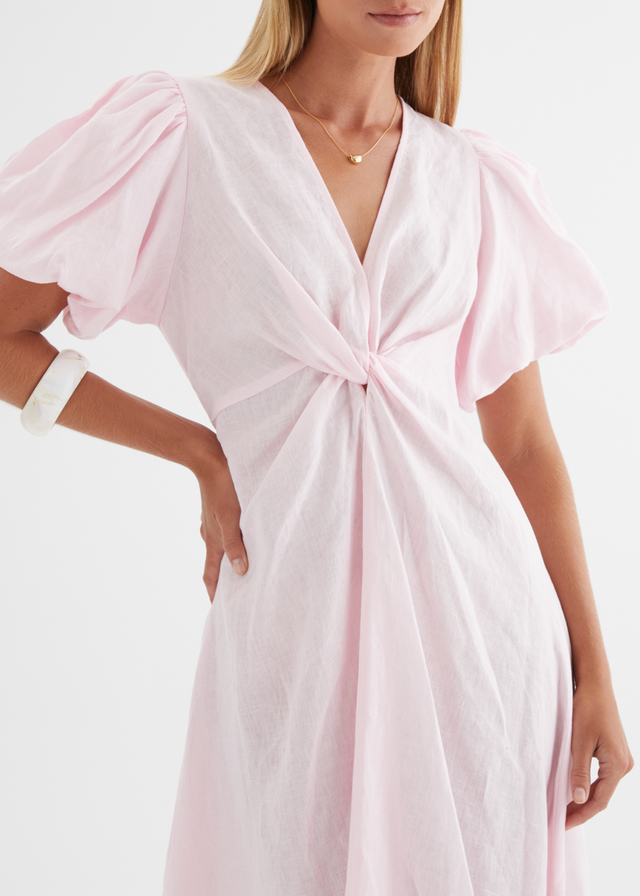 Yilkia Linen Midi Dress - Blush