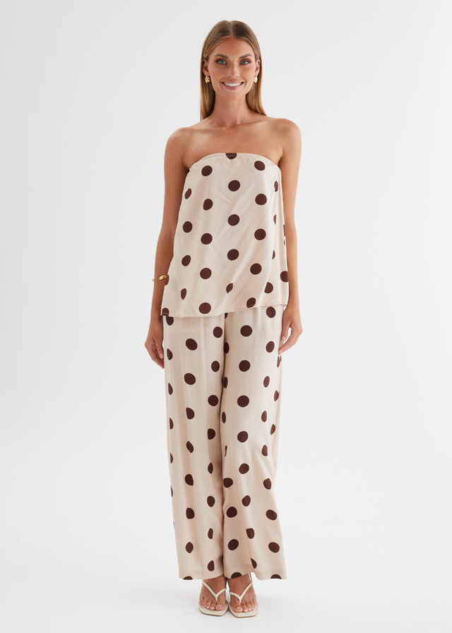 Artie Pants - Beige Polka Dot