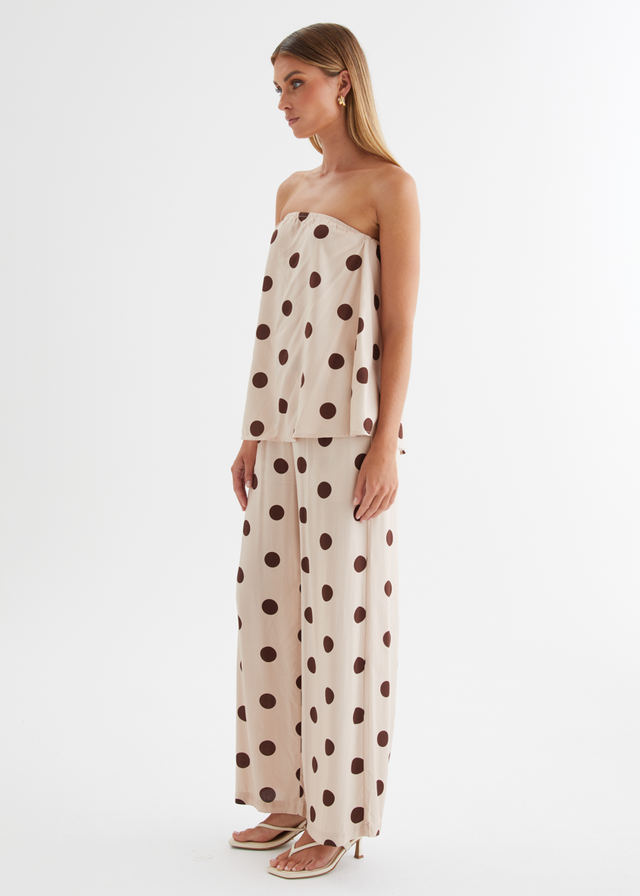 Artie Pants - Beige Polka Dot