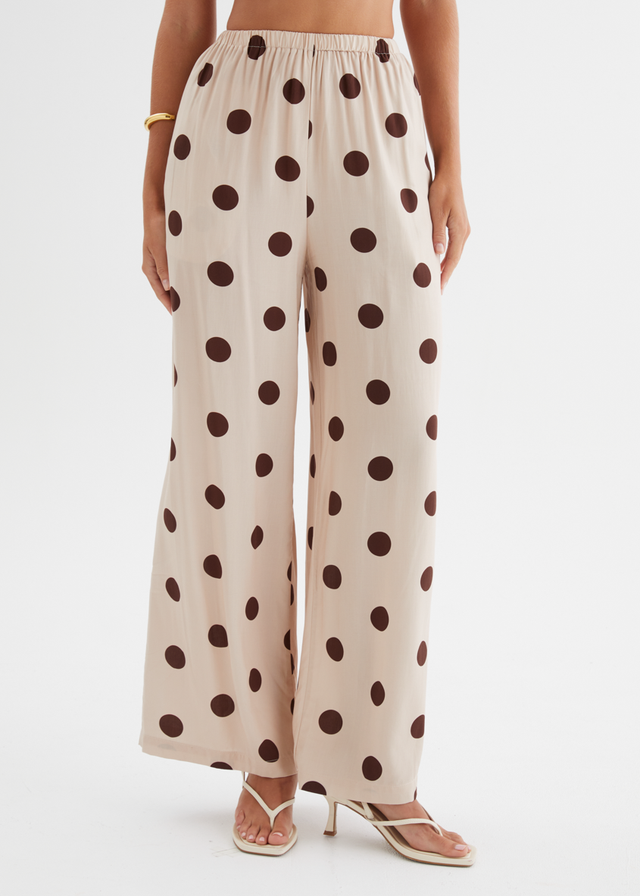 Artie Pants - Beige Polka Dot