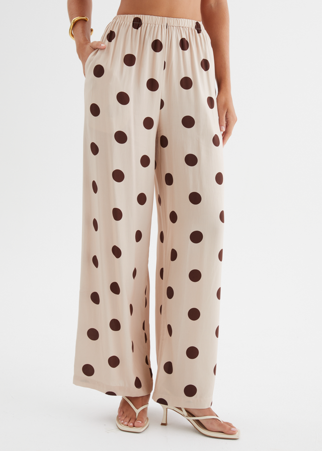 Artie Pants - Beige Polka Dot