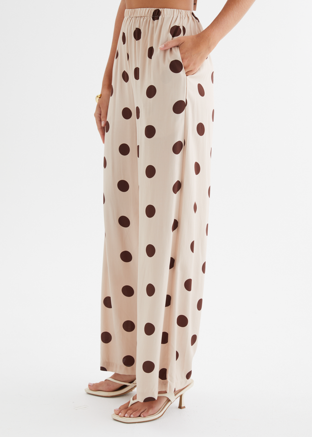 Artie Pants - Beige Polka Dot