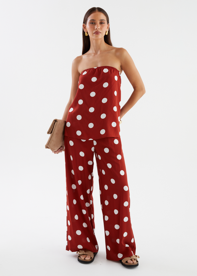Artie Pants - Rust Polka Dot