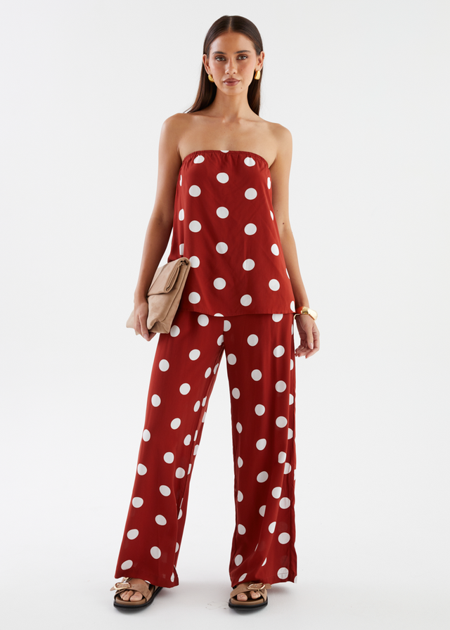 Artie Pants - Rust Polka Dot