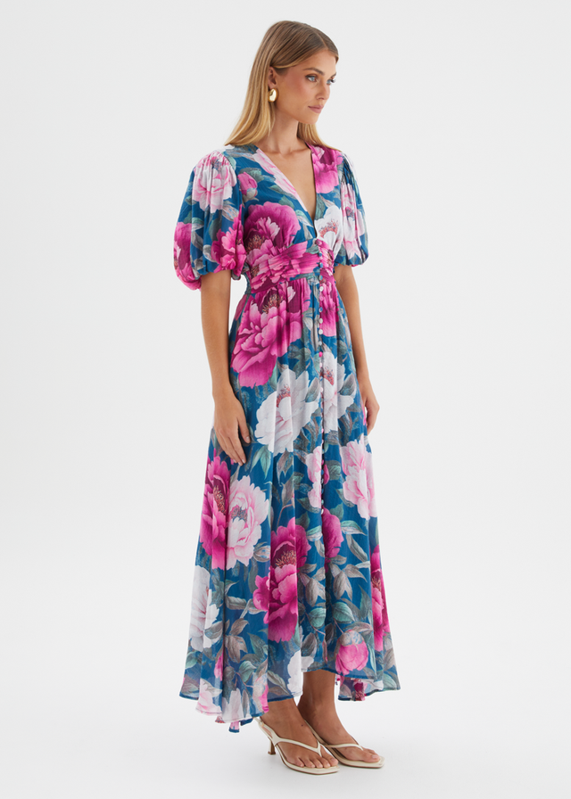 Anastasia Maxi Dress - Teal Peony