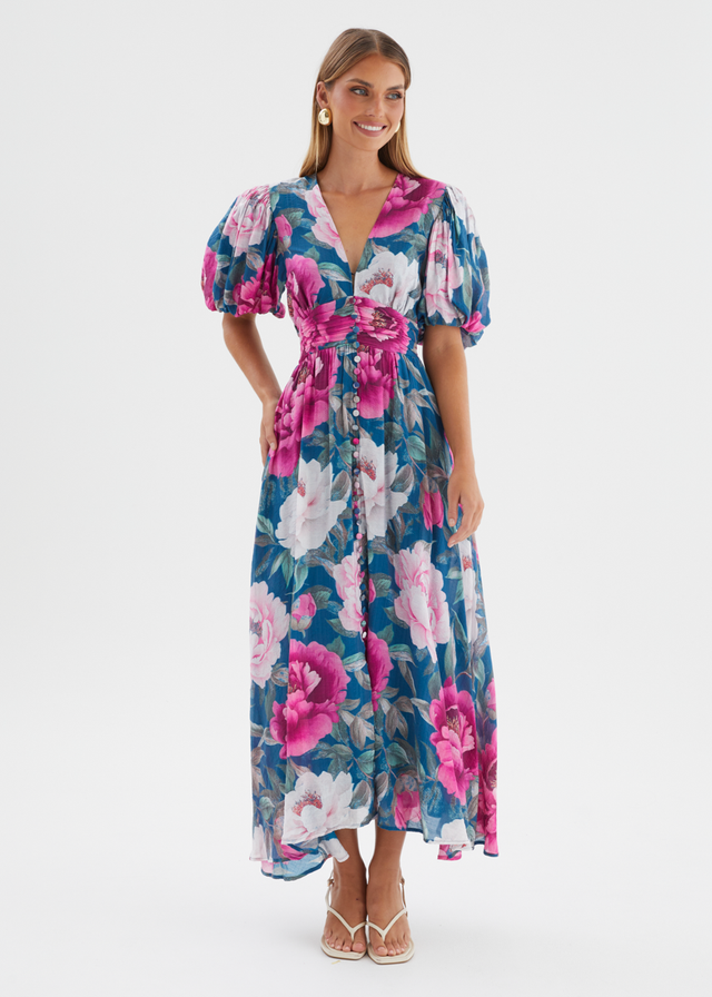 Anastasia Maxi Dress - Teal Peony