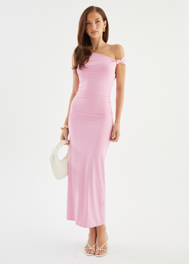 Javah One Shoulder Midi Dress - Pink