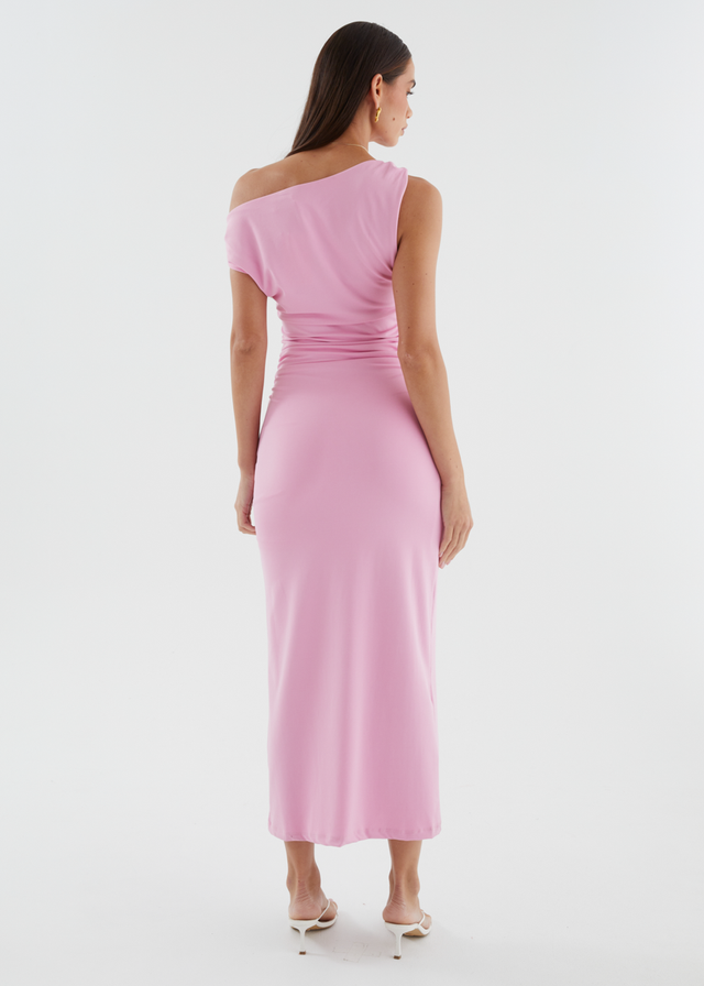 Javah One Shoulder Midi Dress - Pink
