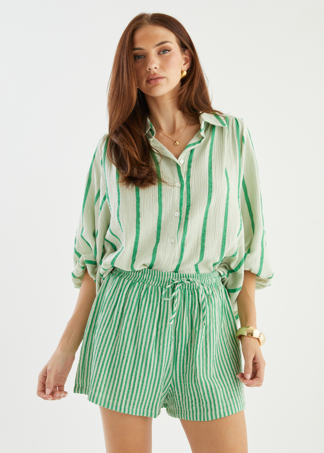 Shelbi Shorts - Apple Stripe