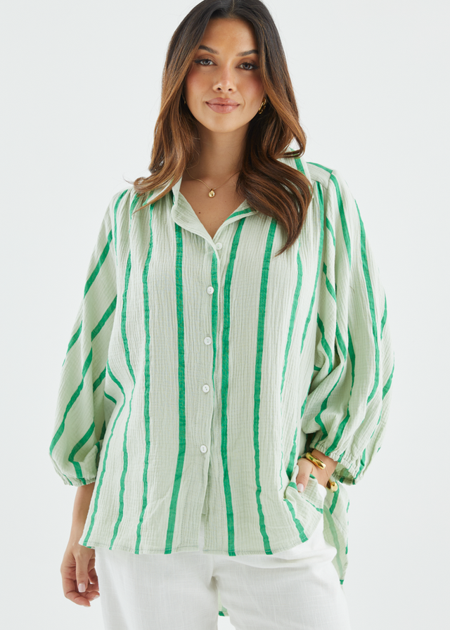Shelbi Shirt - Apple Stripe