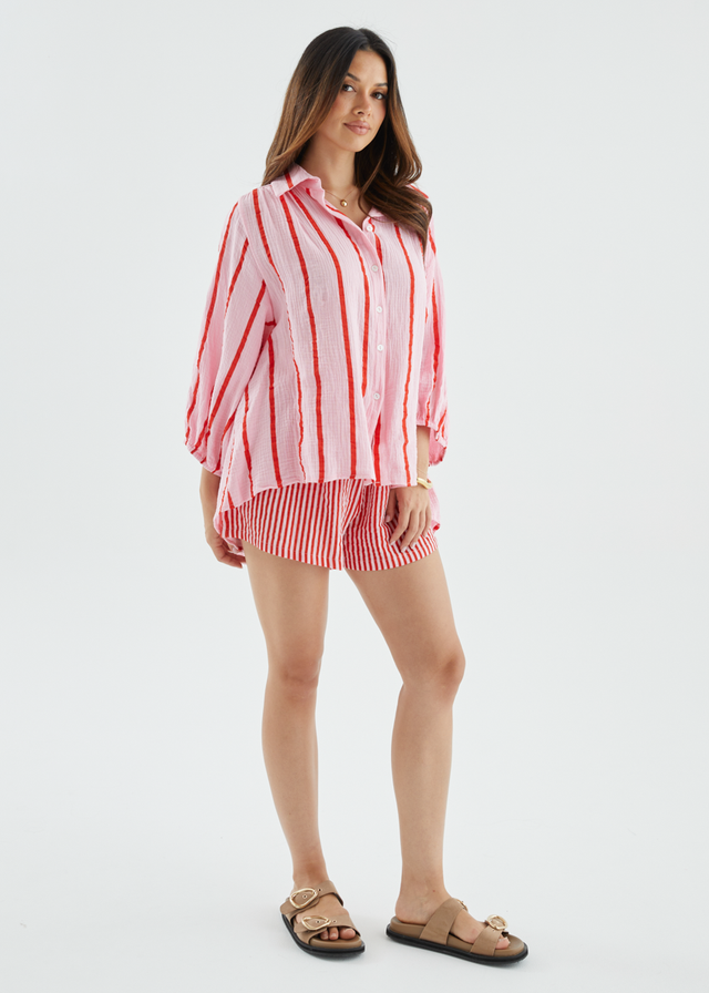 Shelbi Shirt - Strawberry Stripe