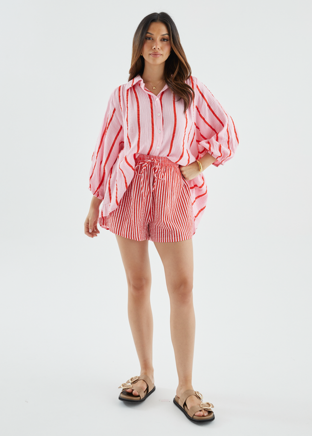Shelbi Shorts - Strawberry Stripe
