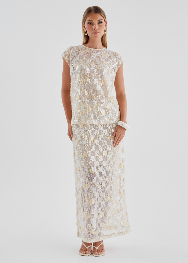 Inari Sequin Lace Top - Golden