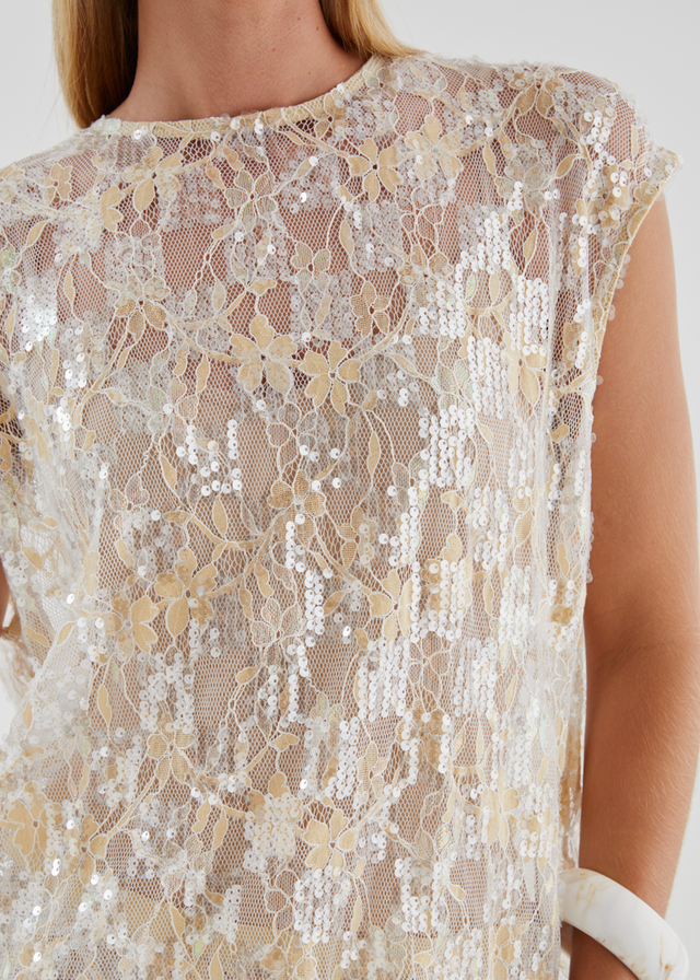 Inari Sequin Lace Top - Golden