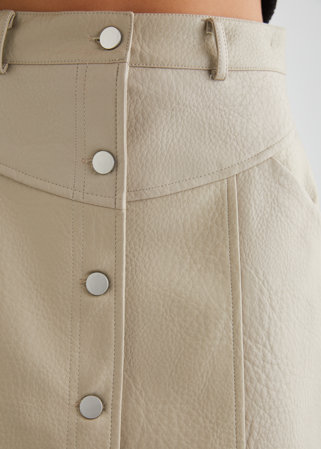 Bittersweet PU Skirt - Bone