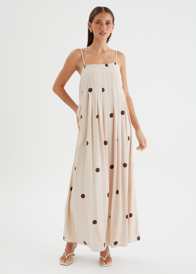 Laraine Maxi Dress - Beige Polka Dot