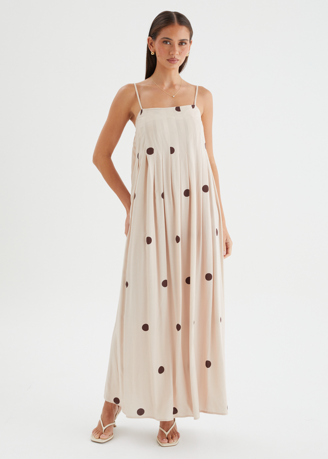 Laraine Maxi Dress - Beige Polka Dot