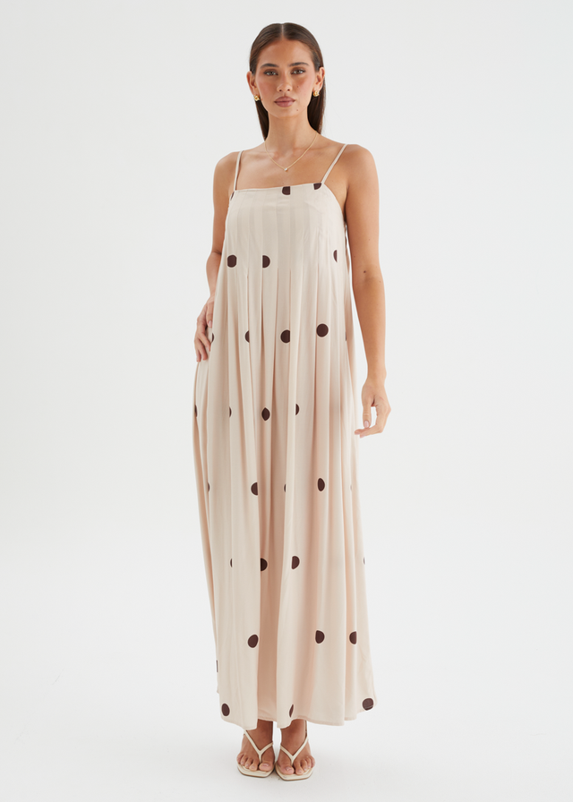 Laraine Maxi Dress - Beige Polka Dot