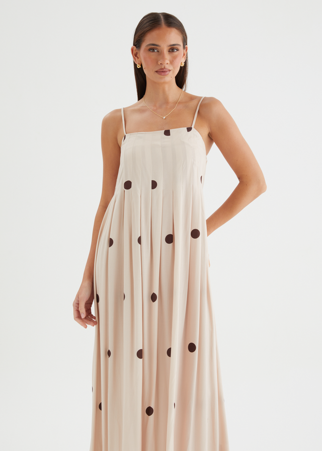 Laraine Maxi Dress - Beige Polka Dot