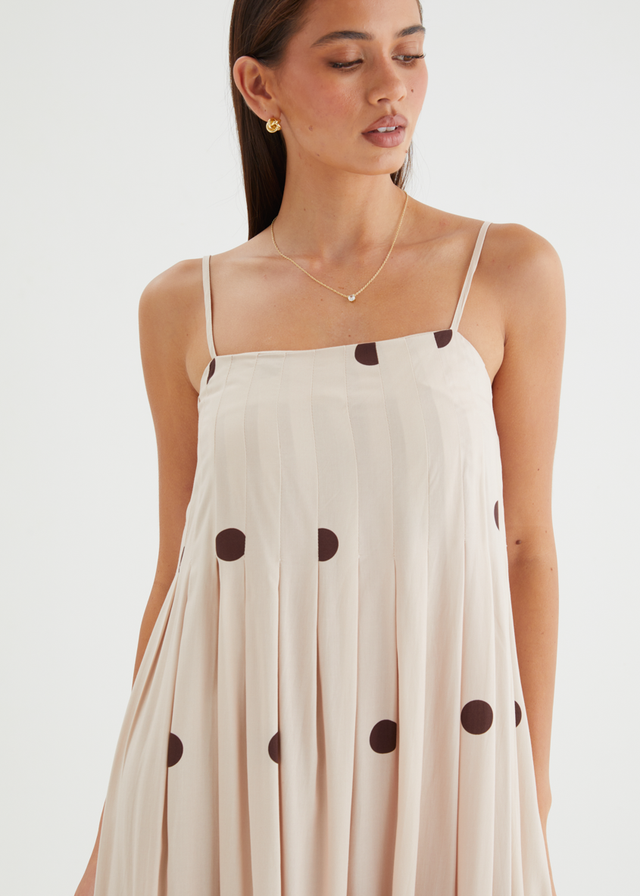Laraine Maxi Dress - Beige Polka Dot
