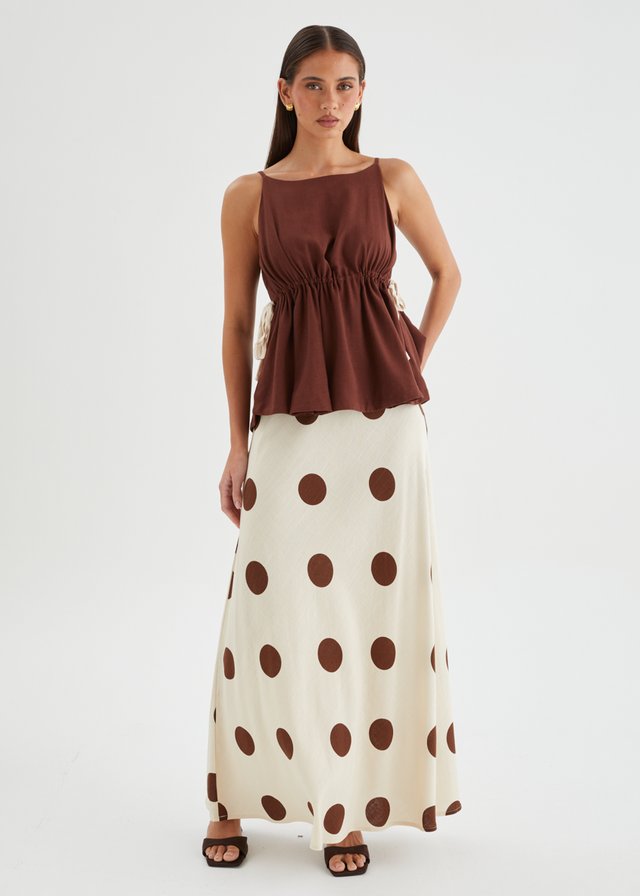 Mikalina Maxi Skirt - Mocha Spot