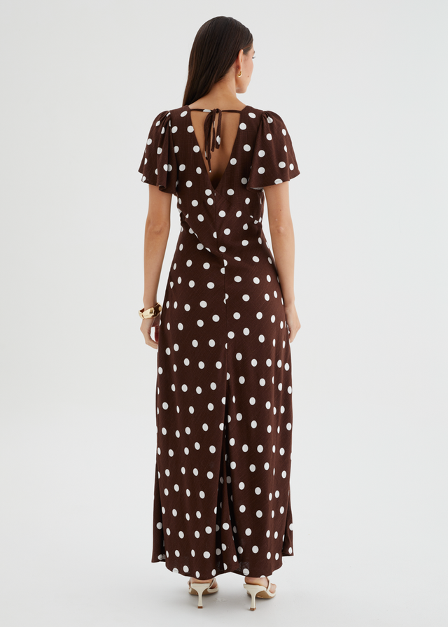 Nadia Maxi Dress - Choc Polka