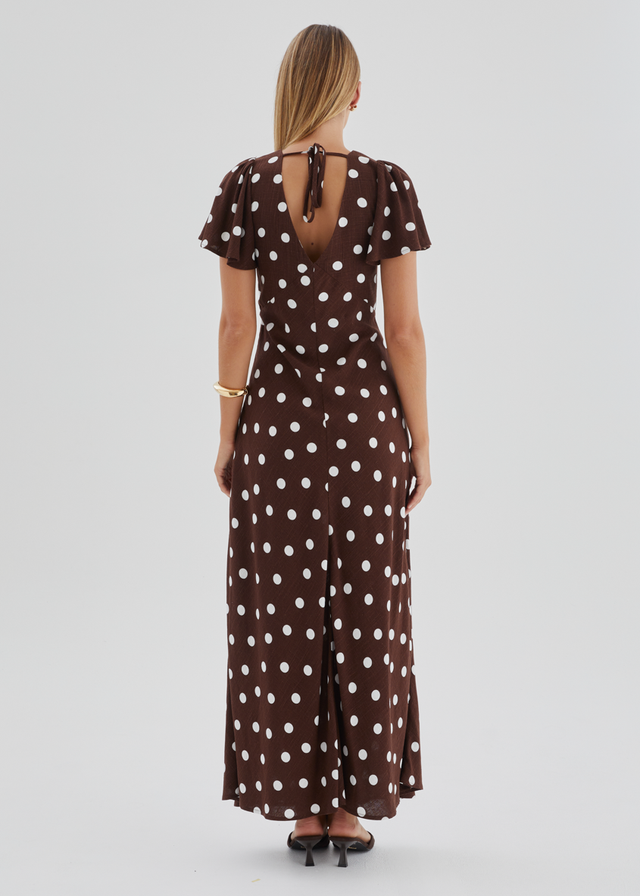 Nadia Maxi Dress - Choc Polka