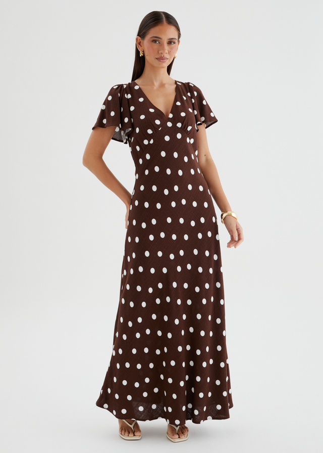 Nadia Maxi Dress - Choc Polka