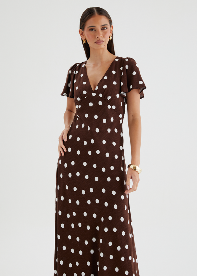 Nadia Maxi Dress - Choc Polka