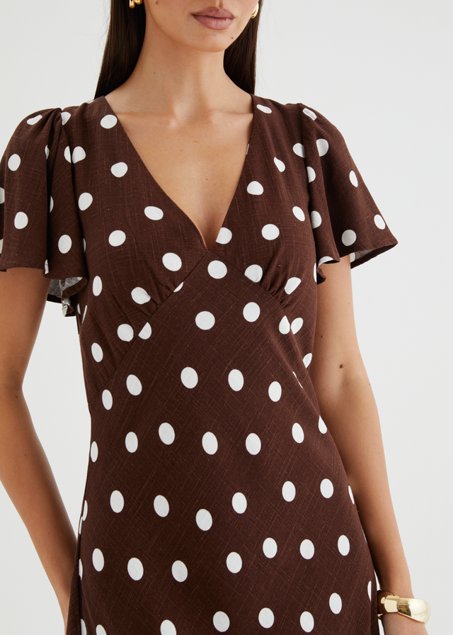 Nadia Maxi Dress - Choc Polka
