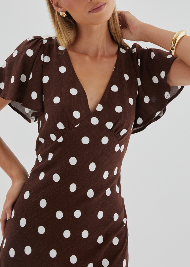 Nadia Maxi Dress - Choc Polka