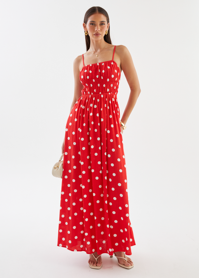 Nina Maxi Dress - Red Polka