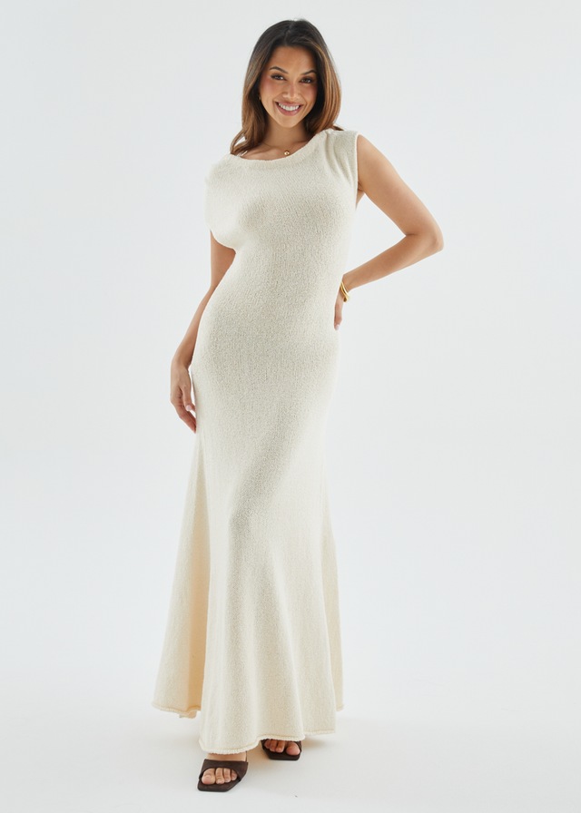 Aje Drop Shoulder Knit Maxi Dress - Beige